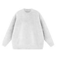 thumbnail image 5 of Women's Crewneck Sweater Winter Warm Sherpa Sweatshirt Solid Color Pullover Gray M, 5 of 9