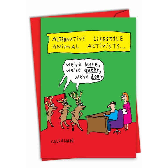 1 Funny Christmas Card with Envelope - Alternative Activists C6143XSG
