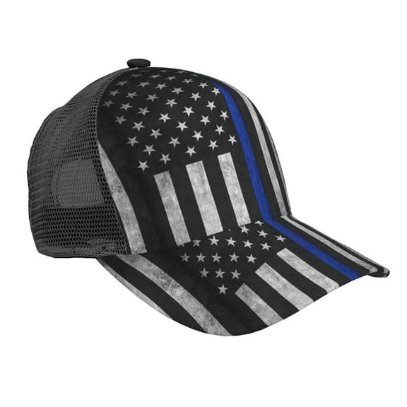 Thin Blue Line Flag Pattern Snapback Trucker Hats Baseball Caps Adjustable Mesh Back Ball Caps For Men Women