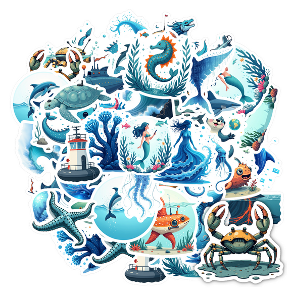 Cute Marine Stickers Ocean Life Animals Kids Stickers Toy for Suitcases Fridge Laptops