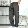 thumbnail image 2 of Wide Leg Sweatpants Men Baggy Men's Cargo Pants Sweatpants Jogger Work Trousers Relaxed Fit Loose Casual Lightweight Slacks with Multi Pockets Black Fleece Fined, 2 of 4