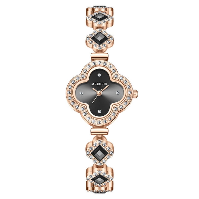Reloj de cuarzo con pulsera de trébol de cuatro hojas de moda Reloj de mujer esmeralda Reloj de mujer