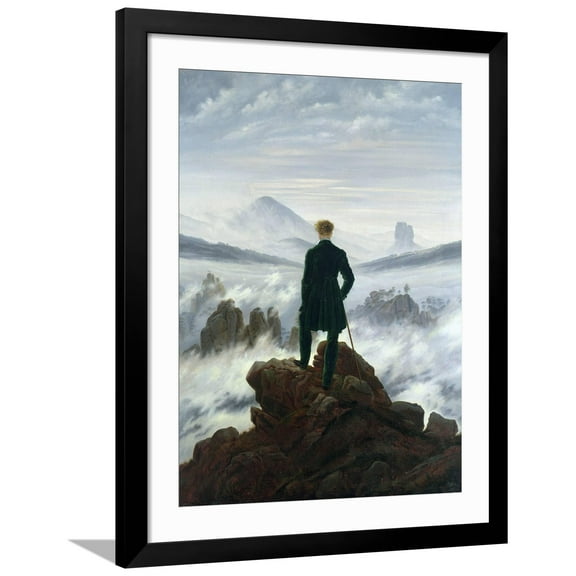 Art.com The Wanderer Above the Sea of Fog, 1818 Giclee Print by Caspar David Friedrich, Black Frame Wall Art, 32" x 40"
