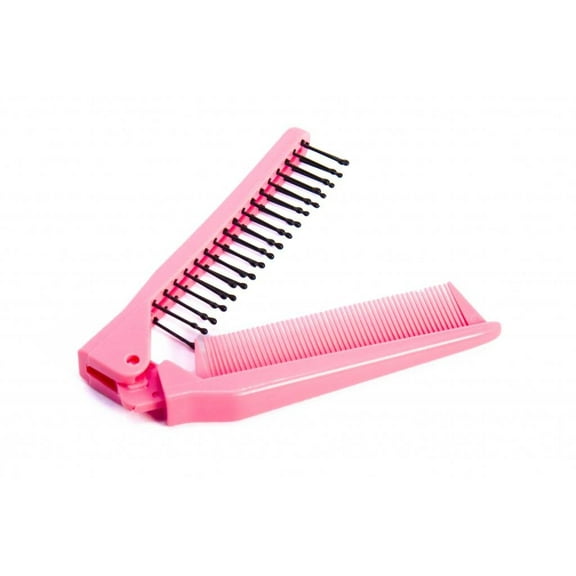Travel Foldable Brush Comb Portable Folding Comb, Anti-Static Hair Comb Mini Pocket Comb, Double Headed Hair Brush Hairdressing Tools Plastic Folding Comb for Men Women (Pink)