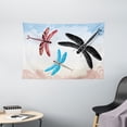 thumbnail image 1 of Dragonfly Tapestry, Exotic Dragonflies Flying in Cloud Sky Animal Wing Nature Illustration, Wall Hanging for Bedroom Living Room Dorm Decor, 60W X 40L Inches, Black Blue Pale Pink, by Ambesonne, 1 of 2