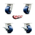 thumbnail image 2 of 4 Inch KP Solid Poly Swivel Caster Set with Ball Bearings 2 Brakes SCC, 2 of 2