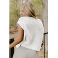 thumbnail image 3 of Casual Women's White Flag Sweater Top – 100% Acrylic Short Sleeve Round Neck for Summer & Daily Style, M, 3 of 5