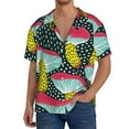 thumbnail image 3 of Gaeub Green Mushroom Men's Lapel Short Sleeve Shirt, Relaxed Fit Shirt, Soft and Breathable for Outdoors Party Travel - Small, 3 of 7