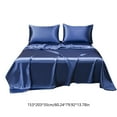 thumbnail image 3 of Boovnll Satin Queen Sheet Set, 4 Pieces Luxurious Microfiber Silk Sheets Deep Pocket (1 Flat Sheet, 1 Fitted Sheet, 2 Pillow Cases), Satin Sheets, Bed Sheets, Blue, 3 of 6
