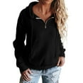 thumbnail image 2 of ZyeKqe Fuzzy Fleece Hoodies for Women 1/4 Zip Long Sleeve Shirts Drawstring Hooded Sweatshirts Fall Winter Clothes, 2 of 6