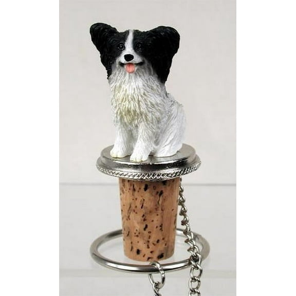 Papillion Black/White Dog Wine Bottle Stopper DTB47B