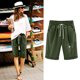 thumbnail image 2 of Pantalones Cortos de Verano para las Mujeres de Cintura Alta Estampado Elástico Cordón de Cintura, Casual Bolsillos Pantalones de Pijama, 2 of 4