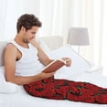 thumbnail image 4 of Uemuo Rose Flowers Pattern Men's Wide Leg Palazzo Lounge Pants with Pockets Light Weight Loose Comfy Casual Pajama Pants-Small, 4 of 9