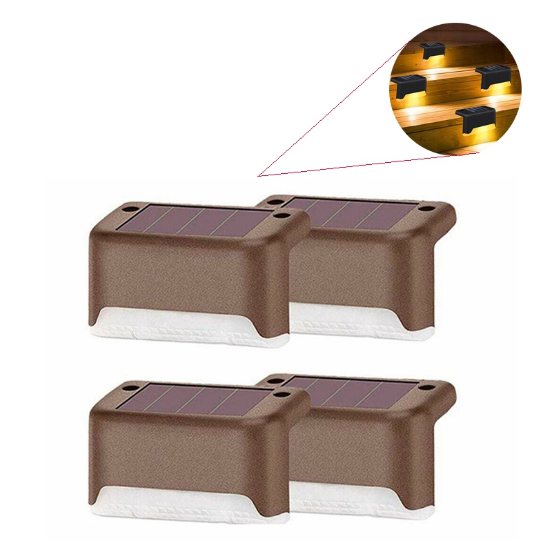 4Pcs Solar LED Power Deck Lights Outdoor Pathway Garden Stairs Step Fence Lamp