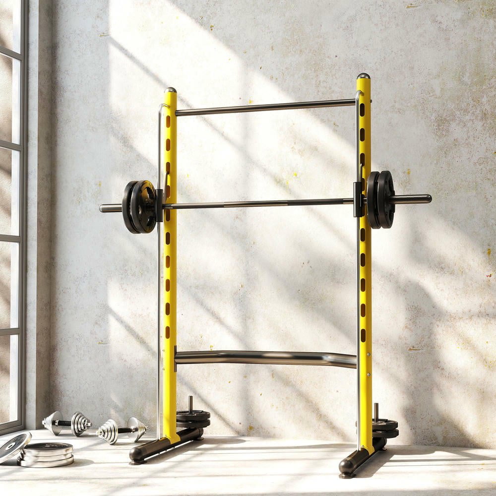 Resenkos Multi-Function Half Squat Rack with Pull-Up Bar and Bench Press - Yellow
