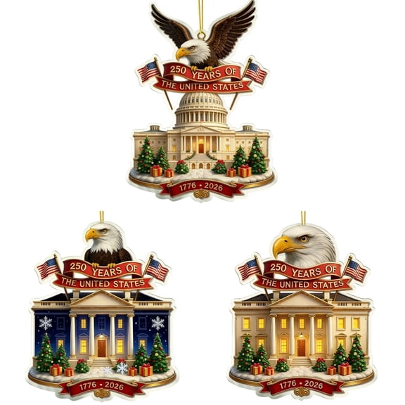 3Pc 20Cm Tree Ornament Decoration,Usa 250Th Anniversary Ornament, 2D Acrylic Pendant, Patriotic Xmas Tree Accessories Pendants Hanging,Patriotic Bicentennial Decor For Tree Year-Round Display