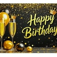thumbnail image 4 of Black Gold Glittery Happy Birthday Banner with Balloons Crown and Champagne Glasses Party Supplies Photography Props Backdrop Decor for Birthday Party Celebration Photo Booth Decoration, 4 of 8