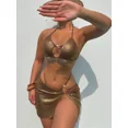 thumbnail image 1 of Conjunto de Bikini de perlas de lujo para mujer, bañador Sexy dorado ahuecado con falda de Metal, traje de baño de 3 piezas con Tanga para verano 2024, 1 of 5