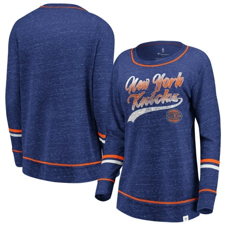 New York Knicks Fanatics Branded Women's Dreams Sleeve Stripe Speckle Long Sleeve T-Shirt -