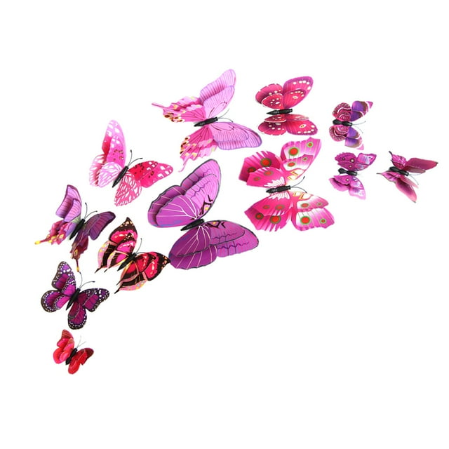 12pcs Mariposa Espejo Pegatinas de pared Decoración del hogar Púrpura Sunnimix Etiqueta engomada de la pared de las mariposas 3D