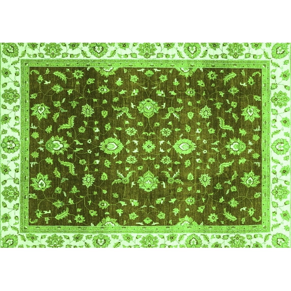 Ahgly Company Indoor Rectangle Oriental Green Traditional Area Rugs, 5' x 8'