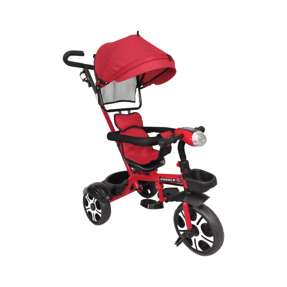 Triciclo Evolutivo The Baby Shop  con asiento giratorio y torreta con luz Rojo -