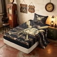thumbnail image 2 of Manfei Camo Baseball US Flag Twin Sheets, Hunting Sports Theme Bedding, Brown Black, Black Reversible 3 Pieces (1 Flat Sheet, 1 Fitted Sheet and 1 Pillowcase), 2 of 6