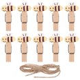 thumbnail image 1 of Miangastore 10PCS Handmade Wood Clips with Twine Cartoon Bee Mini Clothespin Photo Craft Snack Clips Party Favors for Display Photos Decoration Artwork, 1 of 8