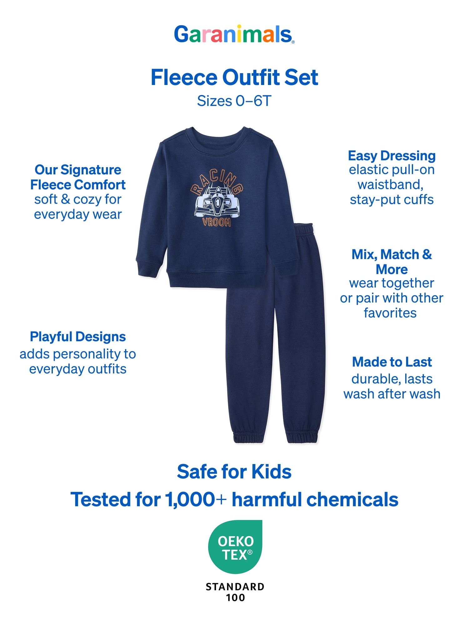 Garanimals Baby & Toddler Boys Fleece Outfit Set, Sweatshirt & Sweatpants, Sizes 0-6T