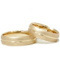 thumbnail image 2 of Pompeii3 Gold Matching His Her Wedding Band Brushed Ring 14K Set, 2 of 4
