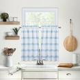 thumbnail image 6 of Haperlare 30"W x 36"L Striped Kitchen Curtain Waffle Weave Textured Blackout Cafe Curtains Half Window Treatment Set, Blue, 2 Panels, 6 of 7