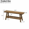 thumbnail image 6 of 43''W Solid Wood Entryway Bench with Shelf, Farmhouse Long Wooden Bench for Indoor Living Room Bedroom, 6 of 7