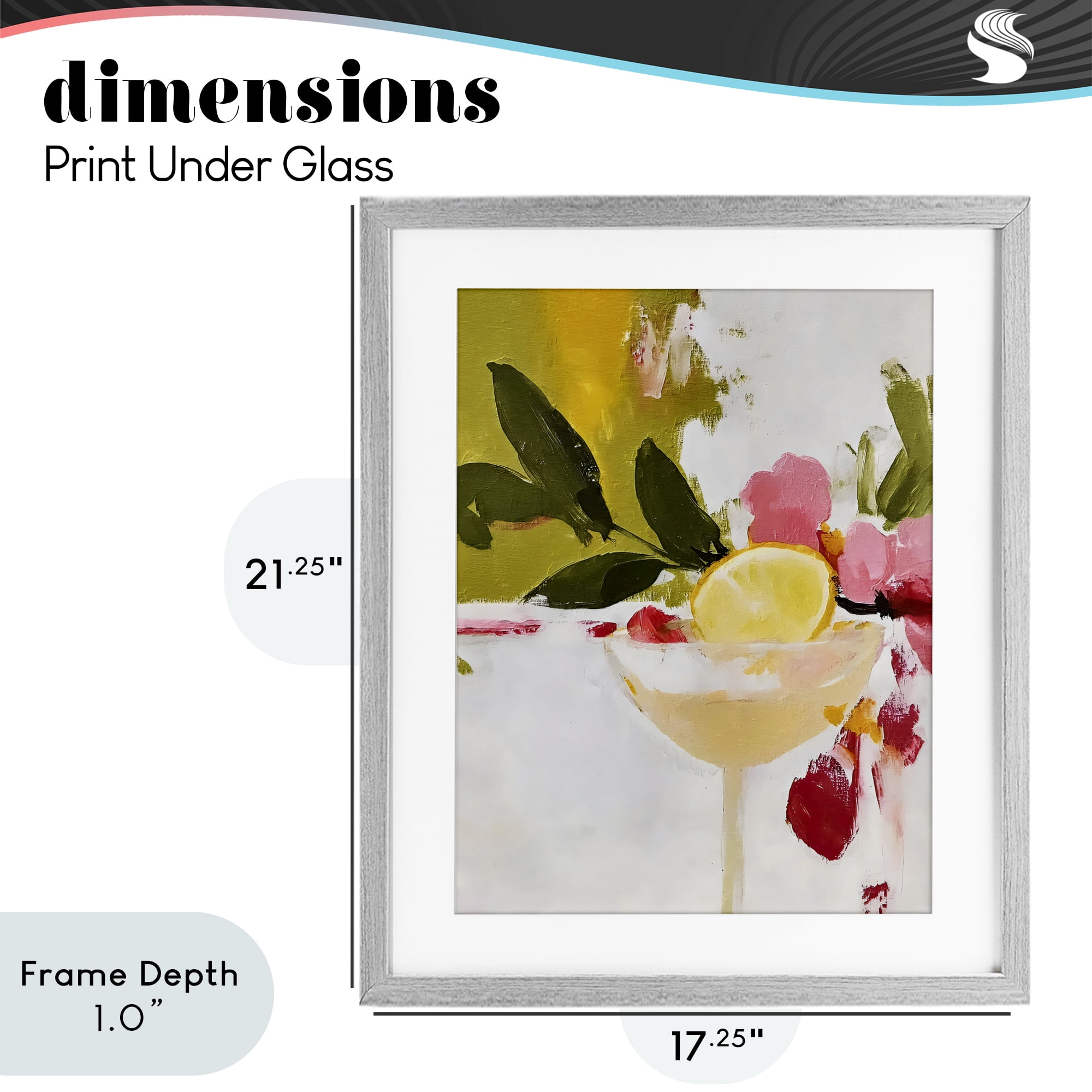 Stupell Industries Red & Pink with Lemons Gray Framed Print Under Glass, design by Riley B