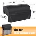 thumbnail image 5 of 32 inch Built-In BBQ Grill Top Cover, 600D Waterproof Polyester with PVC Coating, 33" x 26.5" x 24", 5 of 7