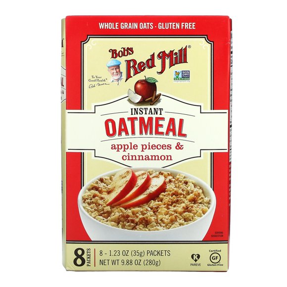 Bob's Red Mill, Instant Oatmeal Packets, Apple Pieces & Cinnamon, 8 Packets, 1.23 oz (35 g) Each