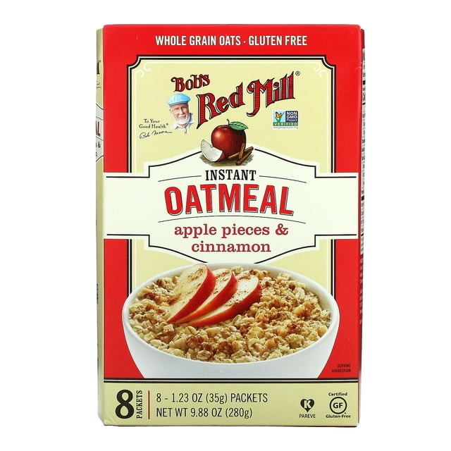 Bob's Red Mill, Instant Oatmeal Packets, Apple Pieces & Cinnamon, 8 Packets, 1.23 oz (35 g) Each