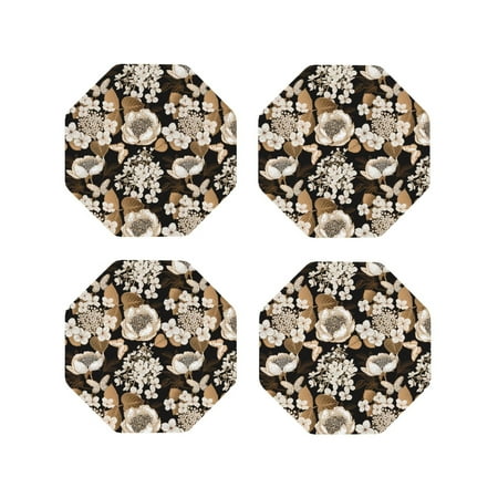 

Leather Coasters with Heat-resistant for Drinks Retro hydrangeas -标题2 Octagon