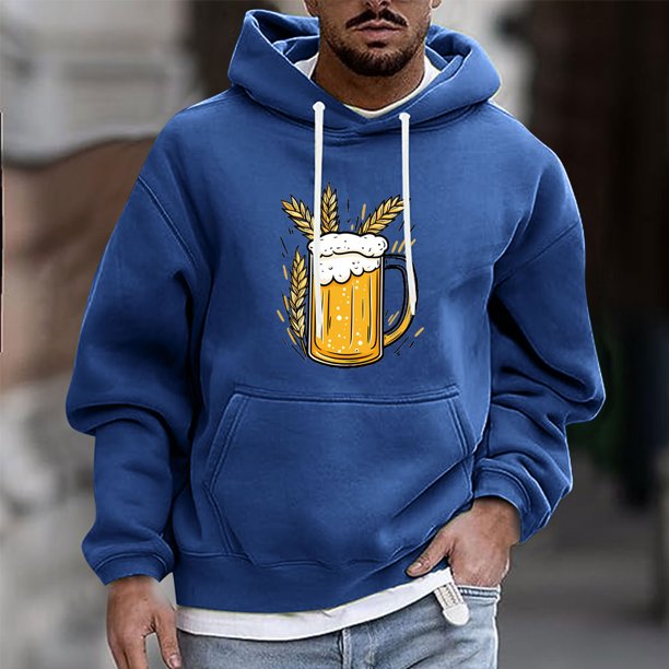 Sudadera con capucha para hombre, estilo casual, con cuello redondo, estampado, manga larga, blusa de poliéster