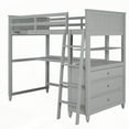 thumbnail image 6 of Twin Size Loft Bed with Drawers & Desk - Gray, Solid Wood, Maximized Space, 6 of 15
