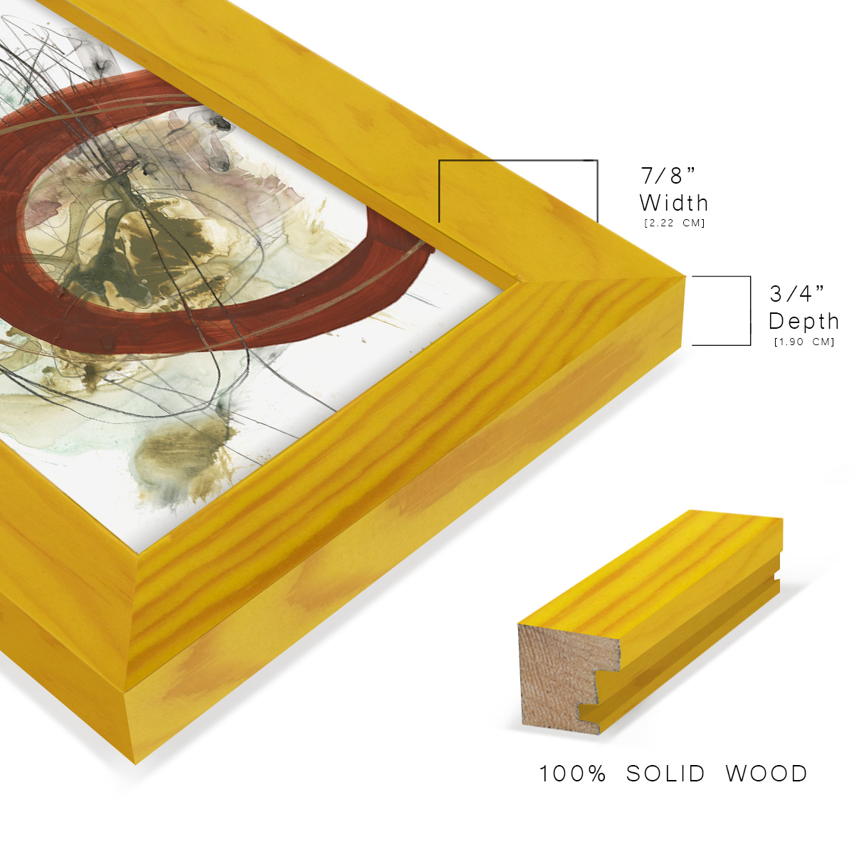 Rusted Loops II - Framed Print w/glass - Sunflower Yellow