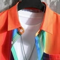 thumbnail image 5 of SSAAVKUY Rainbow Striped Print Men'S Short Sleeve Shirt Button Down, Casual Summer Cuban Beach Dress Top with Pocket Multicolor S, 5 of 9