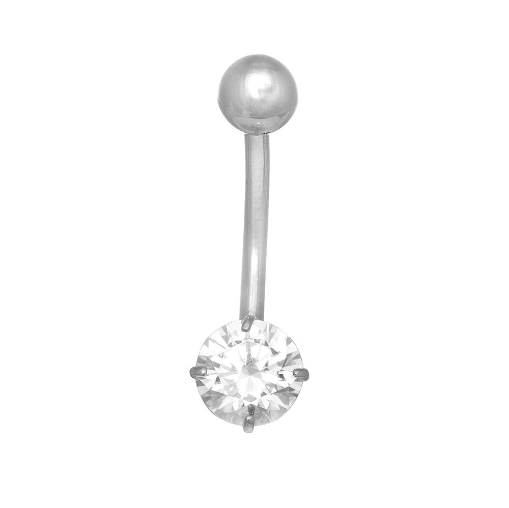 14K White Gold Over Round Diamond 2.80 Ct Navel Body Piercing Belly Button Ring 