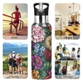 thumbnail image 7 of Yayeee 20oz Insulated Water Bottle Double Wall Stainless Steel with Flip Straw Lid, Vibrant Flowers Pattern, 7 of 7