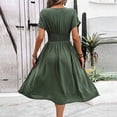 thumbnail image 6 of Tqcoqu Women's Maxi Dress V Neck Short Sleeve A Line High Waist Swing Casual Trendy Summer Dresses,Green,Women's S-XXL, 6 of 9