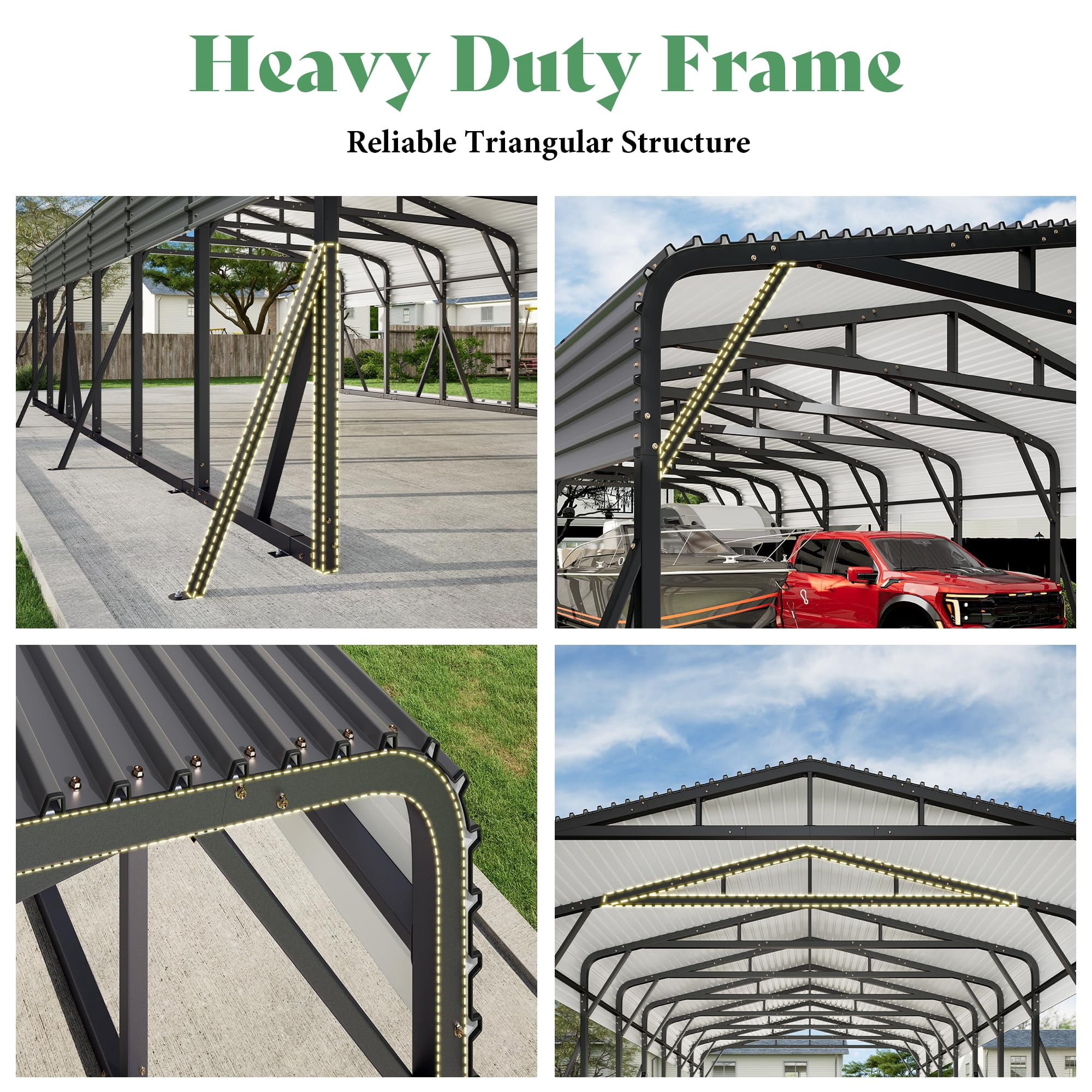 Jocisland 20x30 FT Heavy Duty Metal Carport，All-Weather Steel Car Shelter with Galvanized Roof, Reinforced Frame and Enhanced Base .