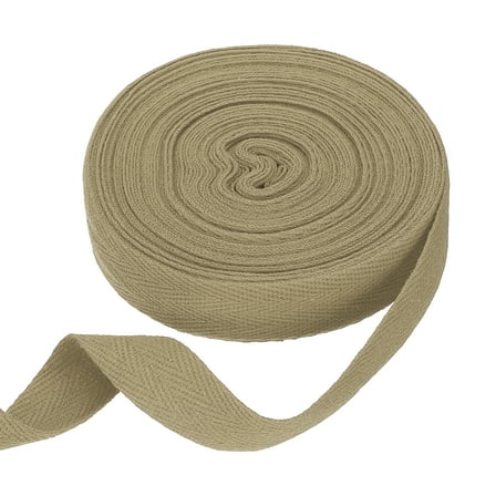 Uxcell Cotton Twill Tape Ribbon 3/4" 11 Yard Herringbone Webbing Tape, Khaki
