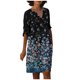thumbnail image 2 of Puntoco Vestido De Manga Corta Con Cuello En V, Vestido Hasta La Rodilla Con Cuello En V Y Manga Corta Estampado Informal De Verano Para Mujer Negro S, 2 of 5