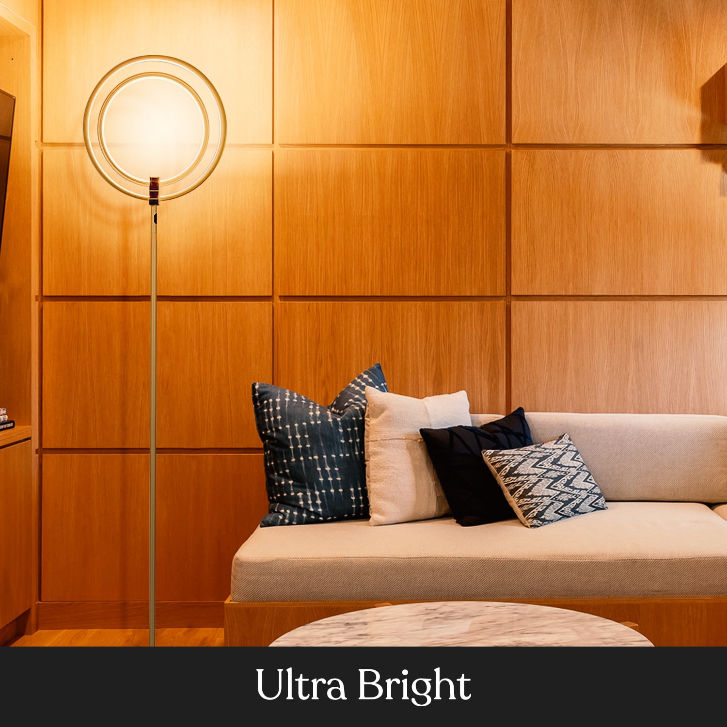 Brightech Eclipse 79 in. Antique Brass Industrial 2-Light 3-Way Dimming LED Floor Lamp with 2 Height Adjustable Heads