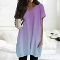 thumbnail image 2 of TQWQT Women's Plus Size Tunics or Tops to Wear with Leggings Long Shirts Short Sleeve V Neck T-Shirt Oversized Gradient Print Long Tops, 2 of 5