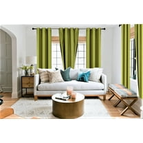 2 Piece panel room darkening thermal foam lined blackout heavy thick wIndow curtain top grommets lime green 84" inch length for bedroom